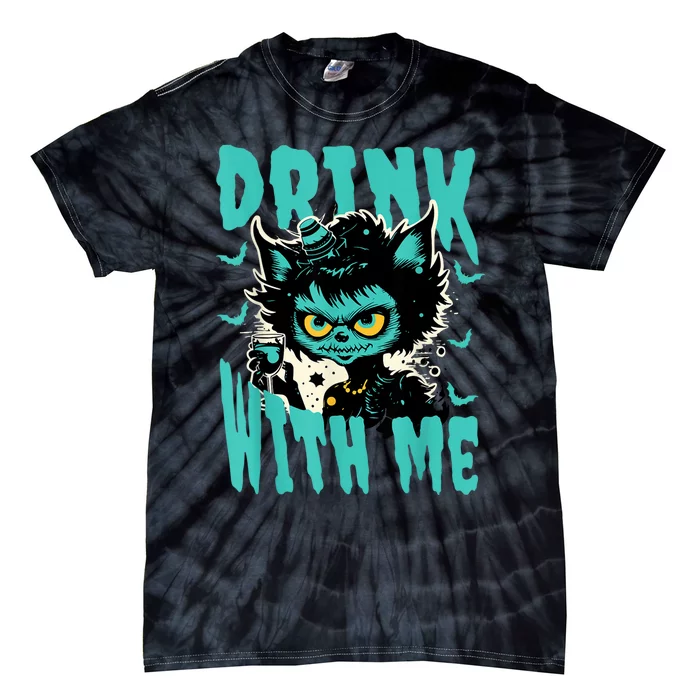 Spooky Cat Party Tie-Dye T-Shirt