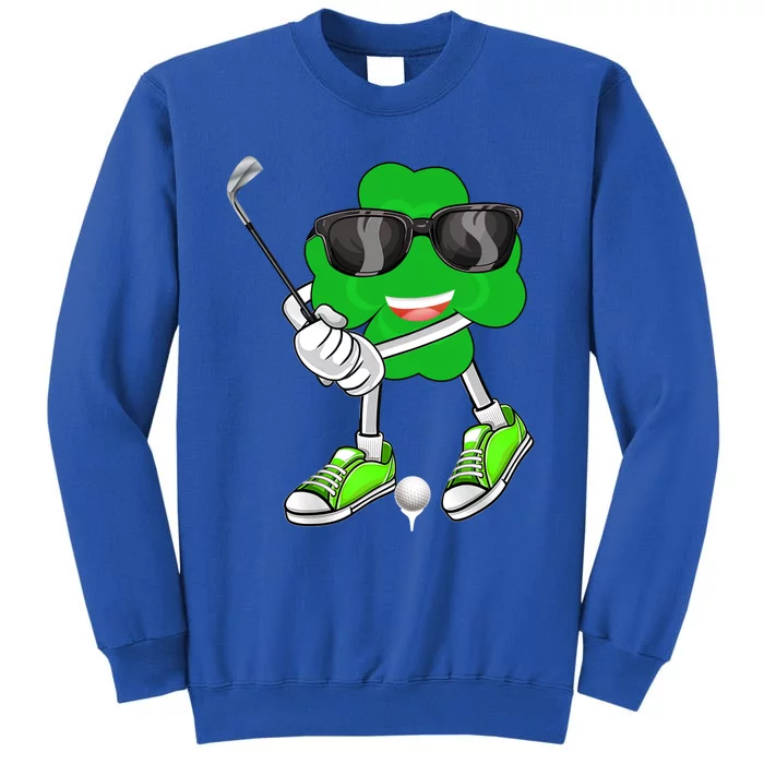 Shamrock Clover Playing Golf Saint Patrick's Day Gift Tall Sweatshirt