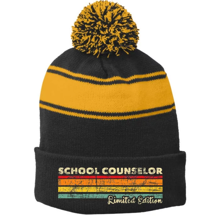 School Counselor Profession Counseling Career Guidance Stripe Pom Pom Beanie