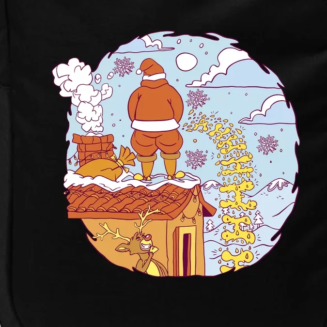 Santa Claus Peeing On Roof Funny Holiday Christmas Impact Tech Backpack