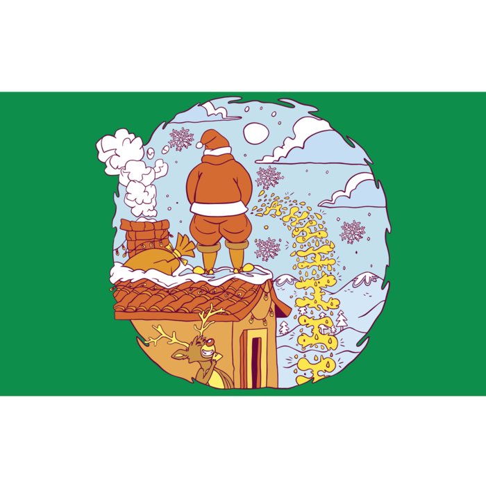 Santa Claus Peeing On Roof Funny Holiday Christmas Bumper Sticker