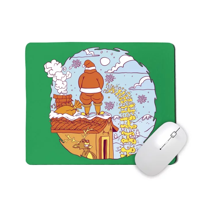 Santa Claus Peeing On Roof Funny Holiday Christmas Mousepad