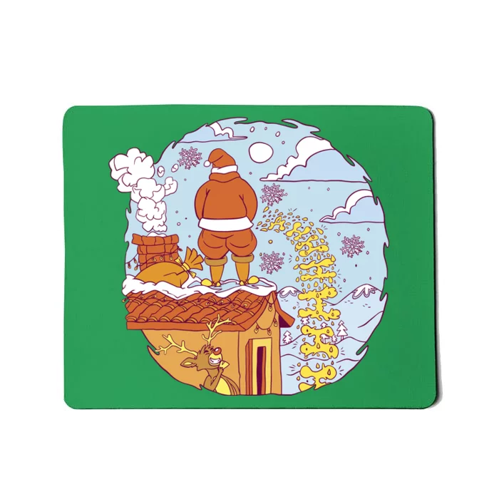 Santa Claus Peeing On Roof Funny Holiday Christmas Mousepad