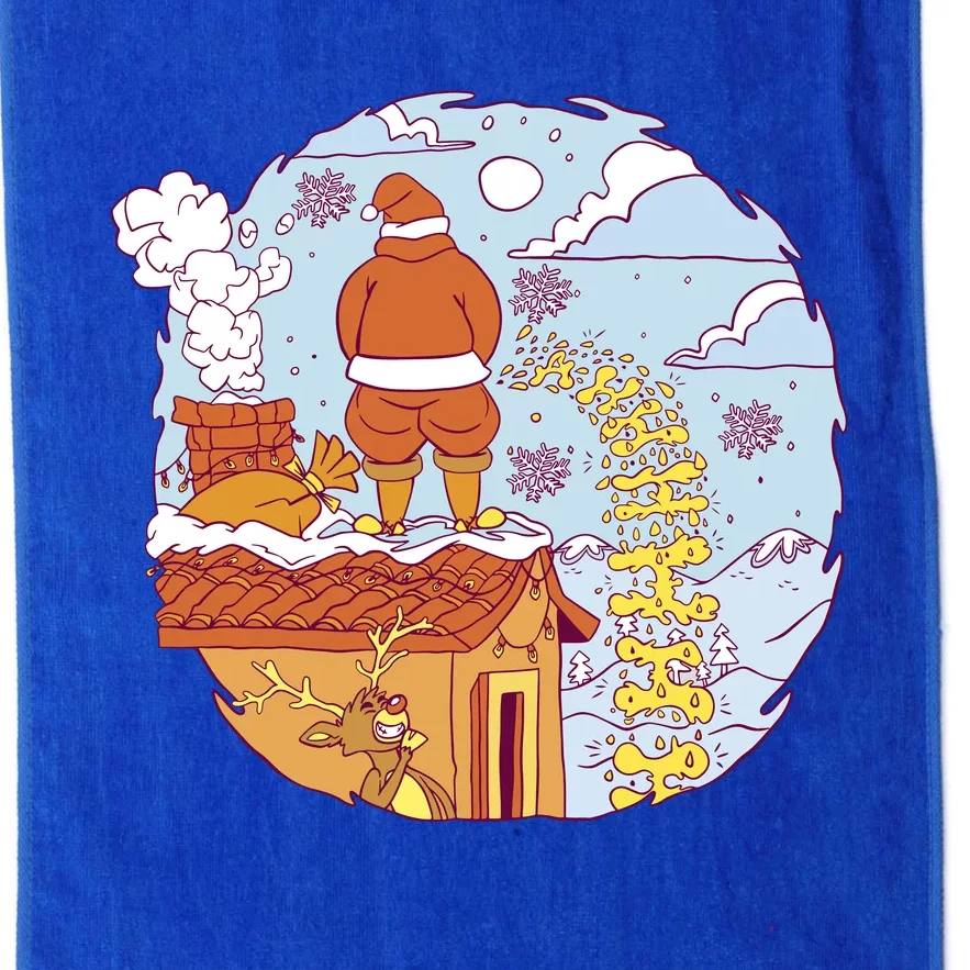 Santa Claus Peeing On Roof Funny Holiday Christmas Platinum Collection Golf Towel