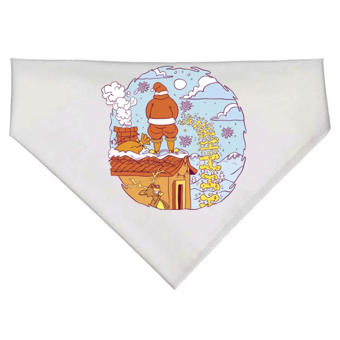 Santa Claus Peeing On Roof Funny Holiday Christmas USA-Made Doggie Bandana