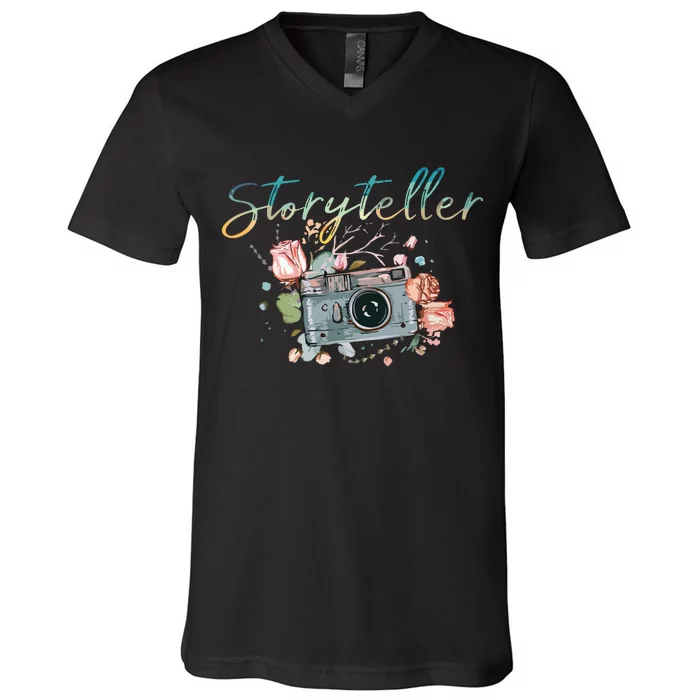 Storyteller Camera Photography Photographer Cameraman Gift V-Neck T-Shirt