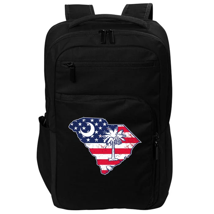 South Carolina Palmetto American Flag Patriotic Vintage Impact Tech Backpack