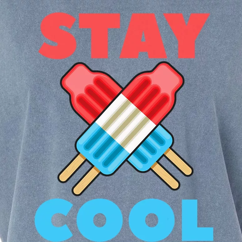 Stay Cool Popsicle Funny 4th Of July Garment-Dyed Women's Muscle Tee