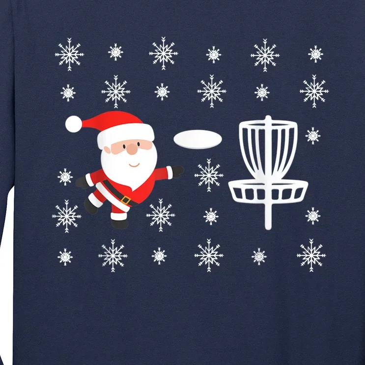 Santa Claus Playing Disc Golf Ugly Christmas Long Sleeve Shirt