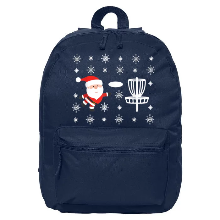 Santa Claus Playing Disc Golf Ugly Christmas 16 in Basic Backpack