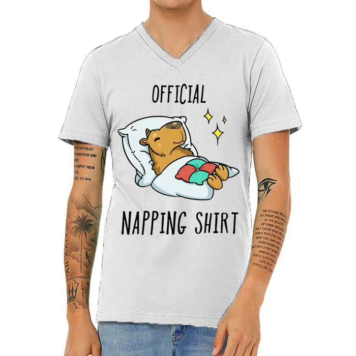 Sleeping Capybara Pajamas Sleepyhead V-Neck T-Shirt