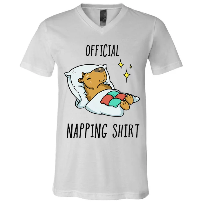 Sleeping Capybara Pajamas Sleepyhead V-Neck T-Shirt