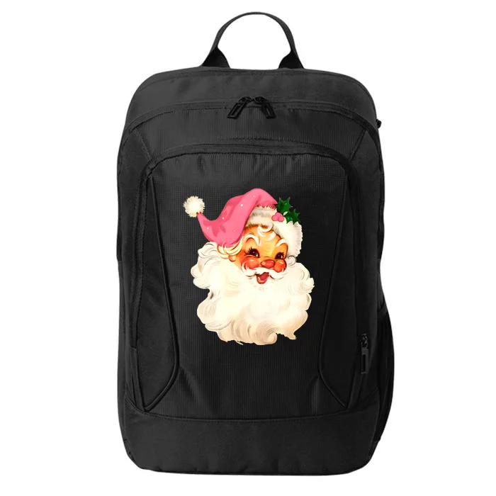 Santa Claus Pink Christmas Face Old Xmas Vintage Pink Santa City Backpack