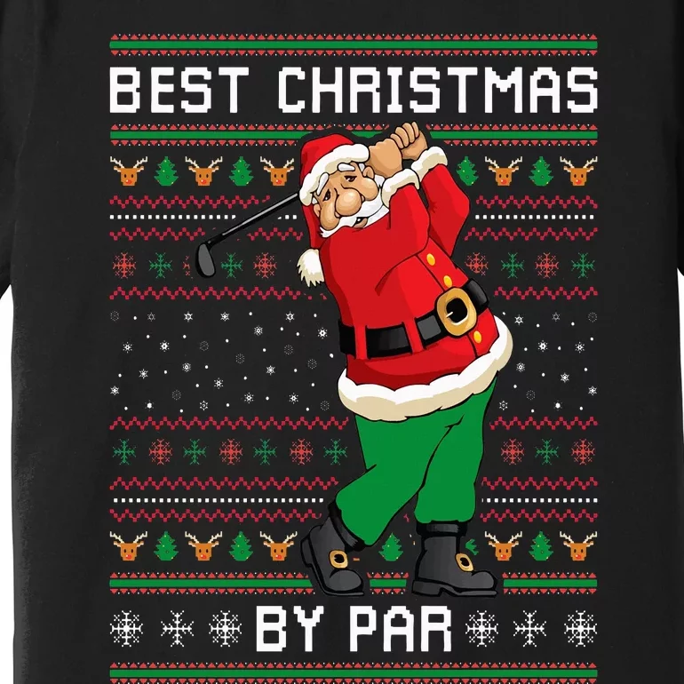 Santa Claus Playing Golf Funny Ugly Christmas Gofl Novelty Premium T-Shirt