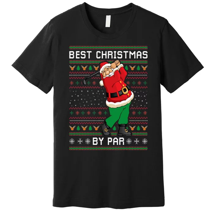 Santa Claus Playing Golf Funny Ugly Christmas Gofl Novelty Premium T-Shirt