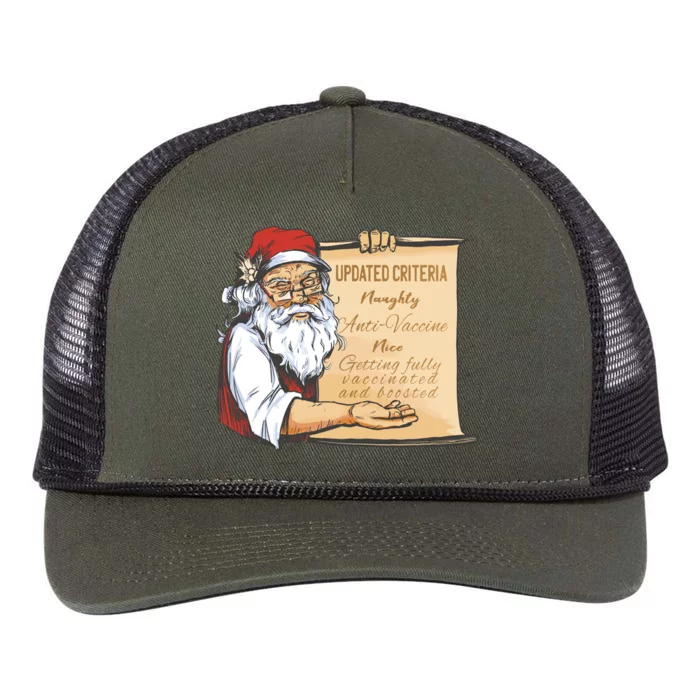 Santa Claus Pro Vaccine Christmas List Retro Rope Trucker Hat Cap