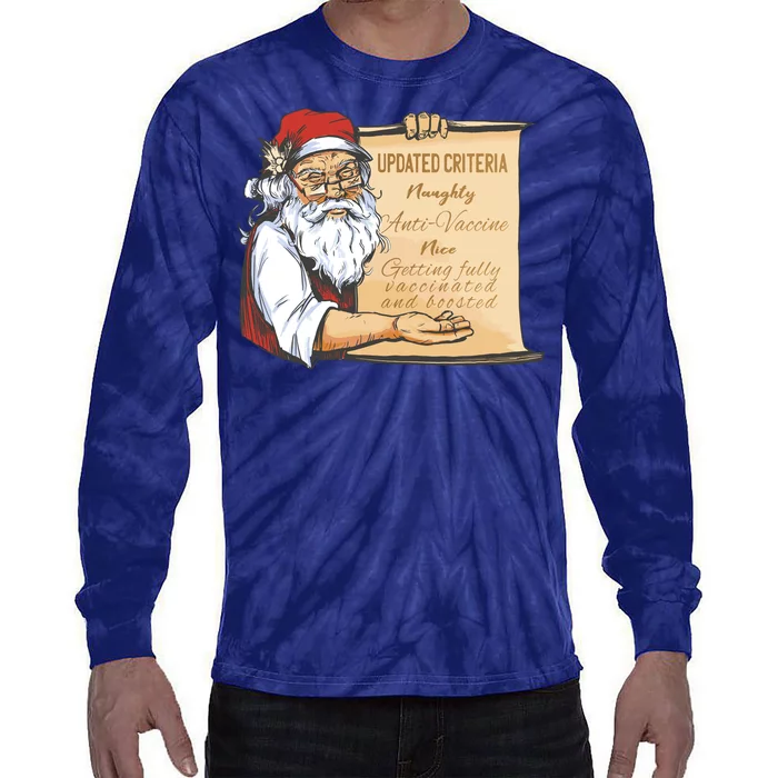 Santa Claus Pro Vaccine Christmas List Tie-Dye Long Sleeve Shirt