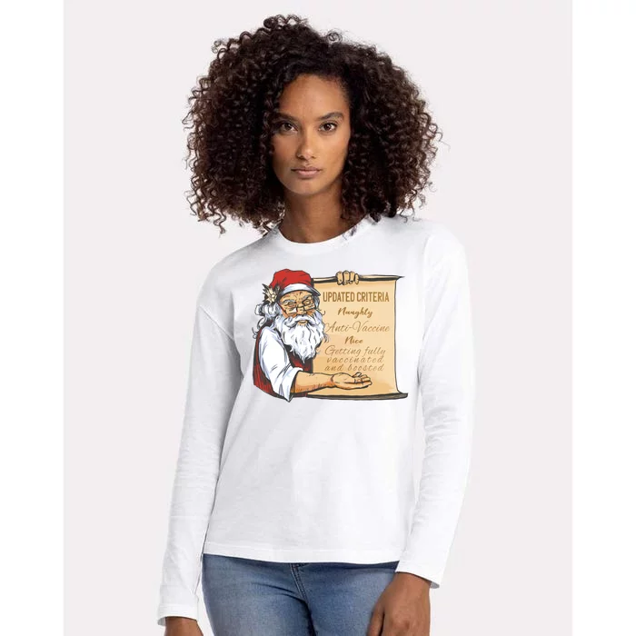 Santa Claus Pro Vaccine Christmas List Womens Cotton Relaxed Long Sleeve T-Shirt