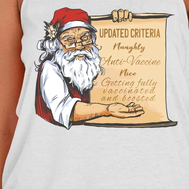 Santa Claus Pro Vaccine Christmas List Women's Knotted Racerback Tank