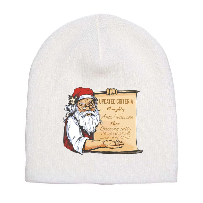 Santa Claus Pro Vaccine Christmas List Short Acrylic Beanie