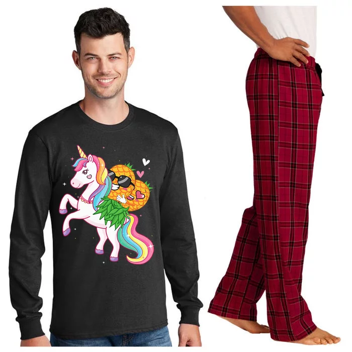 Swingers Couple Pineapple Swinging On A Unicorn Swinger Long Sleeve Pajama Set