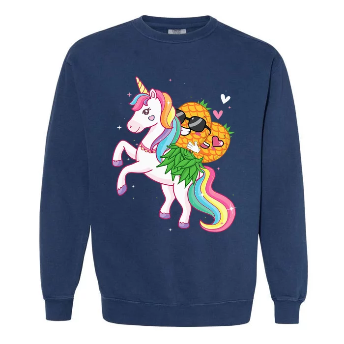 Swingers Couple Pineapple Swinging On A Unicorn Swinger Garment-Dyed Sweatshirt