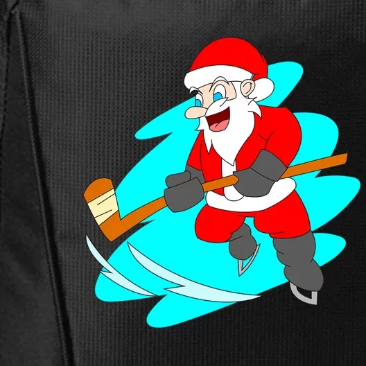 Santa Claus Playing Ice Hockey Player Christmas Celebration Gift City Backpack