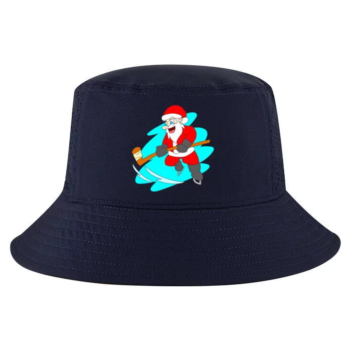 Santa Claus Playing Ice Hockey Player Christmas Celebration Gift Cool Comfort Performance Bucket Hat