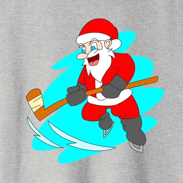 Santa Claus Playing Ice Hockey Player Christmas Celebration Gift Women's Crop Top Tee