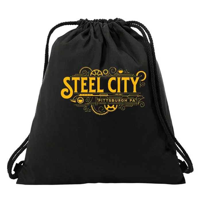 Steel City Pittsburgh Pennsylvania 412 Home Retro Drawstring Bag