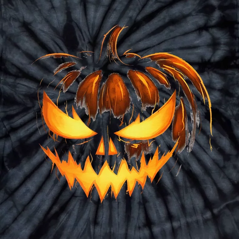 Scary Carved Pumpkin Face Jack O Lantern Halloween Costume Tie-Dye T-Shirt