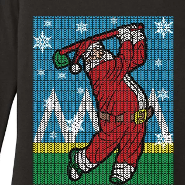 Santa Claus Playing Golf Funny Golfer Ugly Christmas Sweater Gift Womens CVC Long Sleeve Shirt