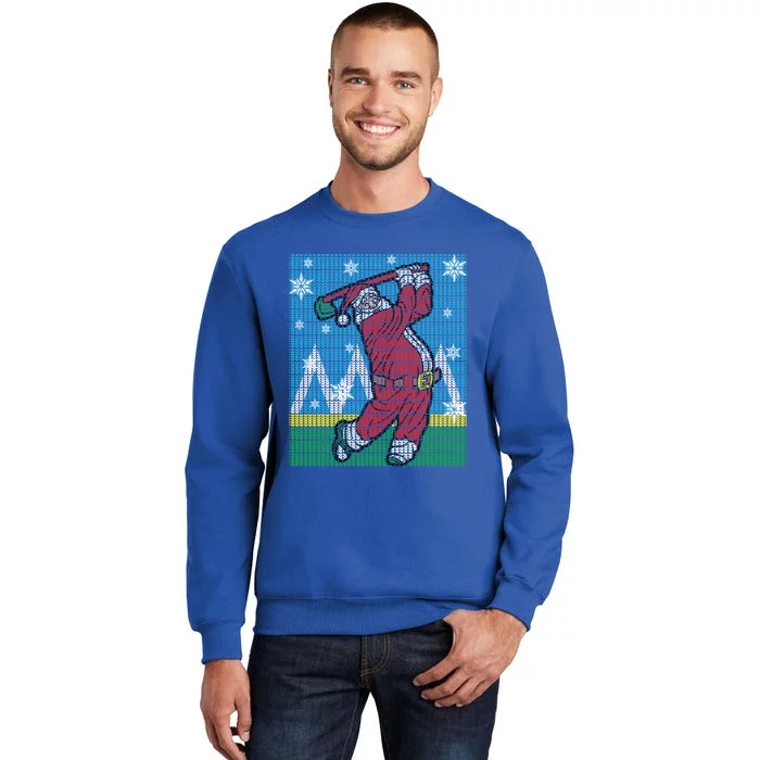 Santa Claus Playing Golf Funny Golfer Ugly Christmas Sweater Gift Tall Sweatshirt