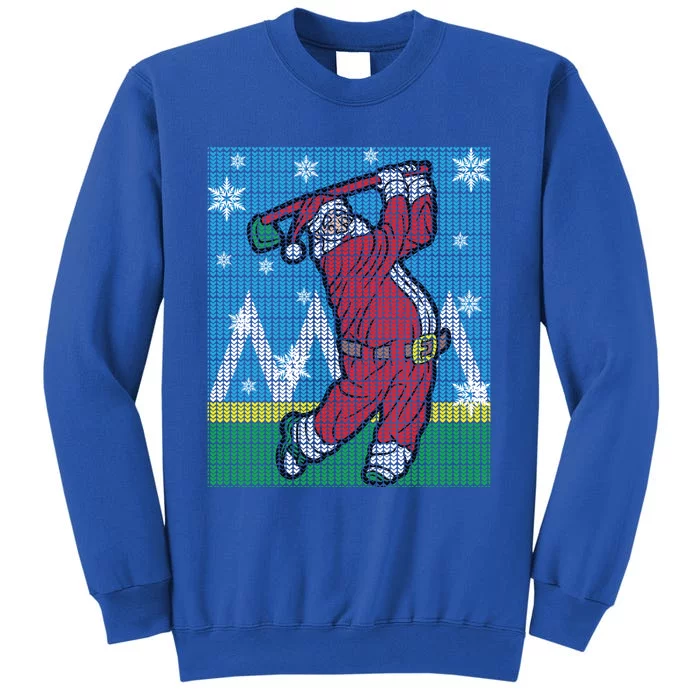 Santa Claus Playing Golf Funny Golfer Ugly Christmas Sweater Gift Tall Sweatshirt