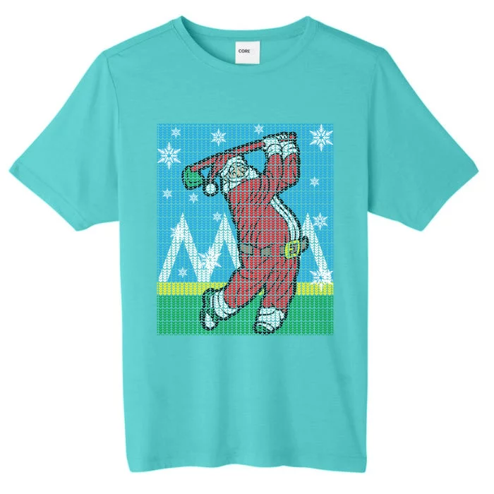 Santa Claus Playing Golf Funny Golfer Ugly Christmas Sweater Gift ChromaSoft Performance T-Shirt