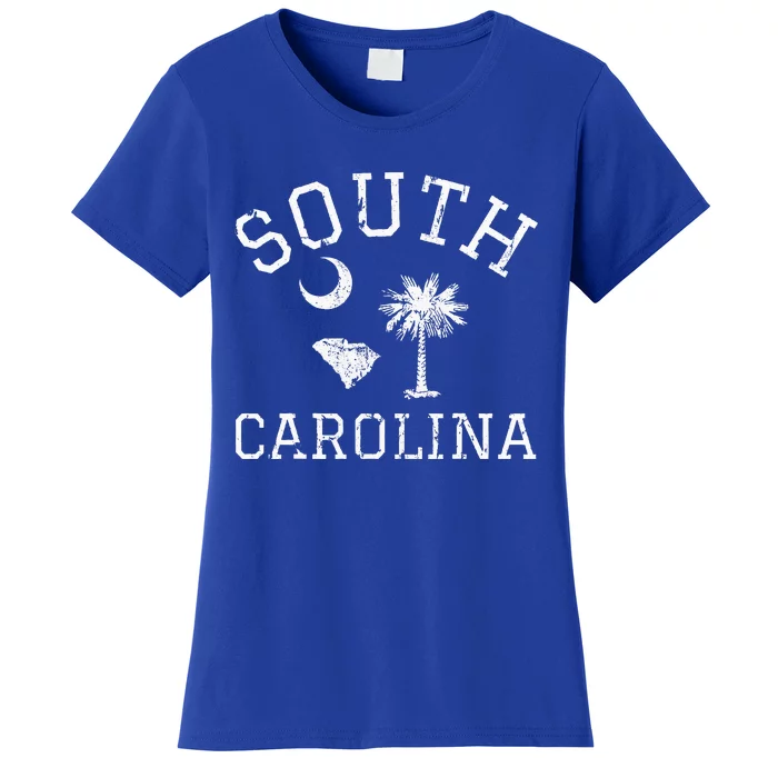 South Carolina Palmetto Tree SC Map Flag Home Pride Vintage Women's T-Shirt