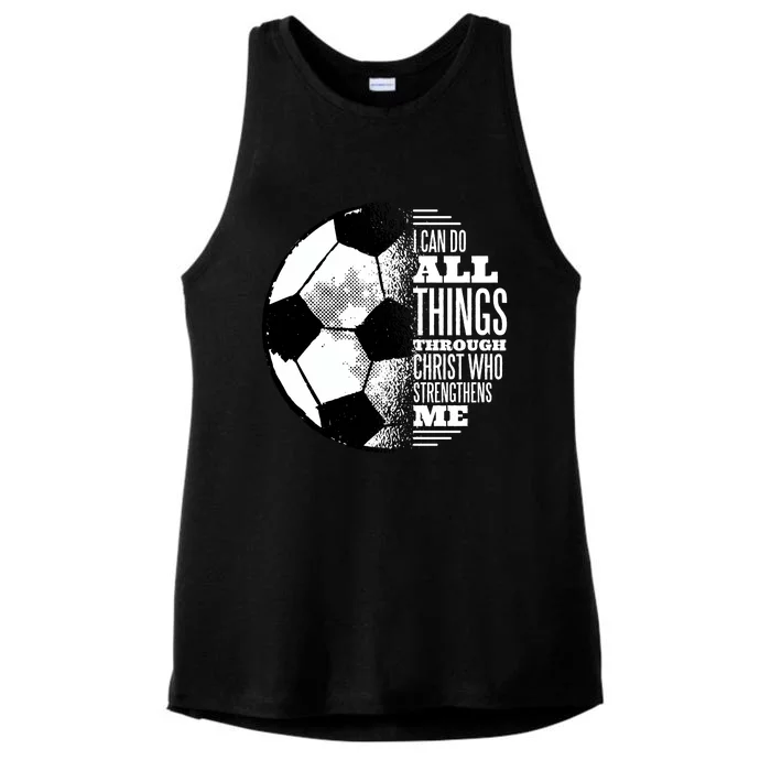 Soccer Christ Quote Ladies Tri-Blend Wicking Tank