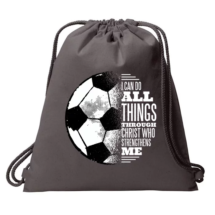 Soccer Christ Quote Drawstring Bag