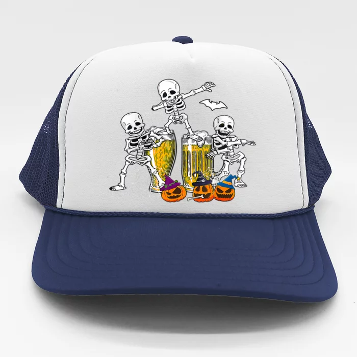 Skeletons Cheers Quirky Beer Halloween Costume Idea Trucker Hat