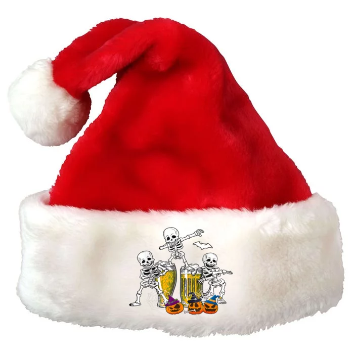 Skeletons Cheers Quirky Beer Halloween Costume Idea Premium Christmas Santa Hat