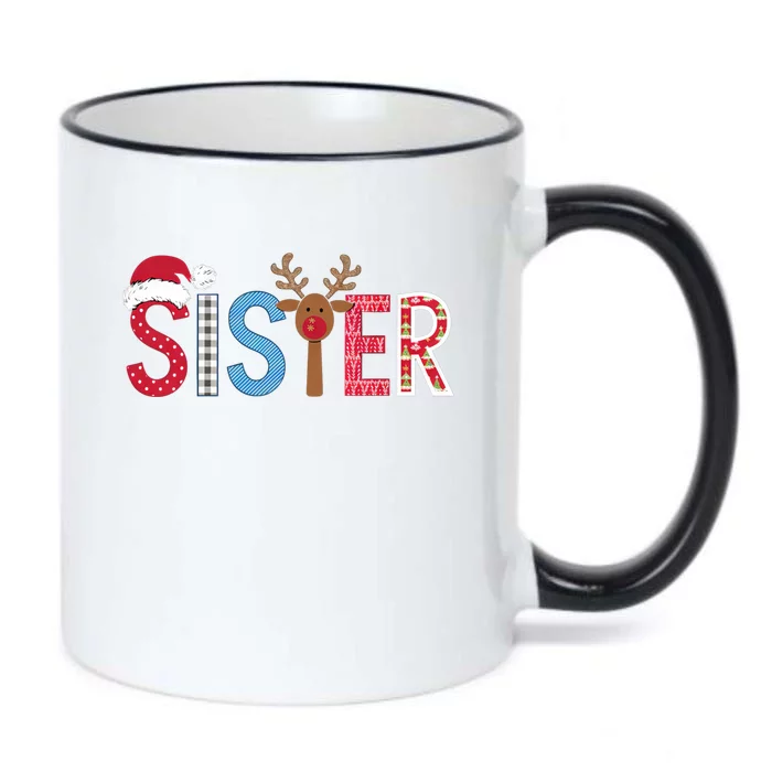 Sister Christmas Reindeer Santa Festive Design Black Color Changing Mug