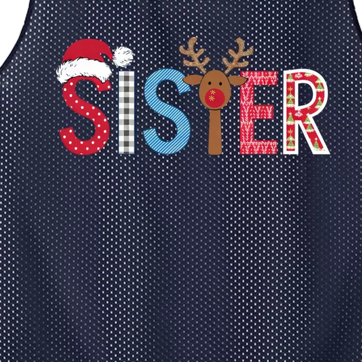 Sister Christmas Reindeer Santa Festive Design Mesh Reversible Basketball Jersey Tank