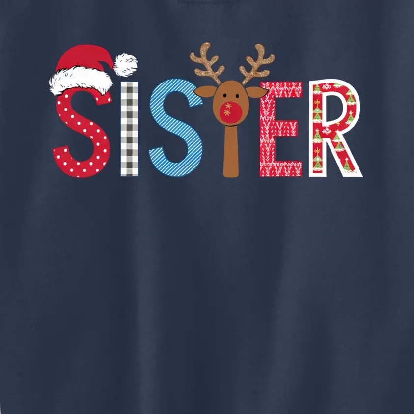 Sister Christmas Reindeer Santa Festive Design Kids Sweatshirt