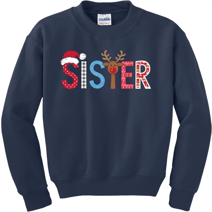 Sister Christmas Reindeer Santa Festive Design Kids Sweatshirt