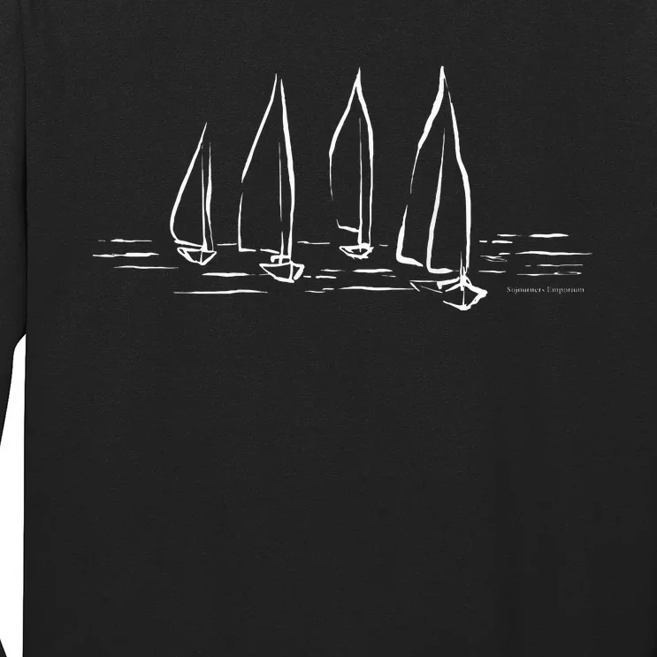 Sailboats Compass Rose Nautical Boating Sailing Long Sleeve Shirt