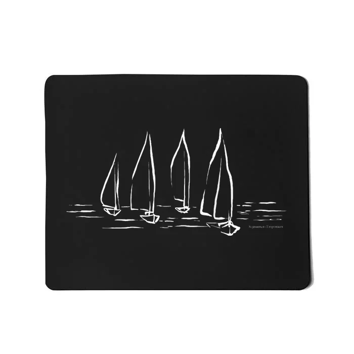 Sailboats Compass Rose Nautical Boating Sailing Mousepad