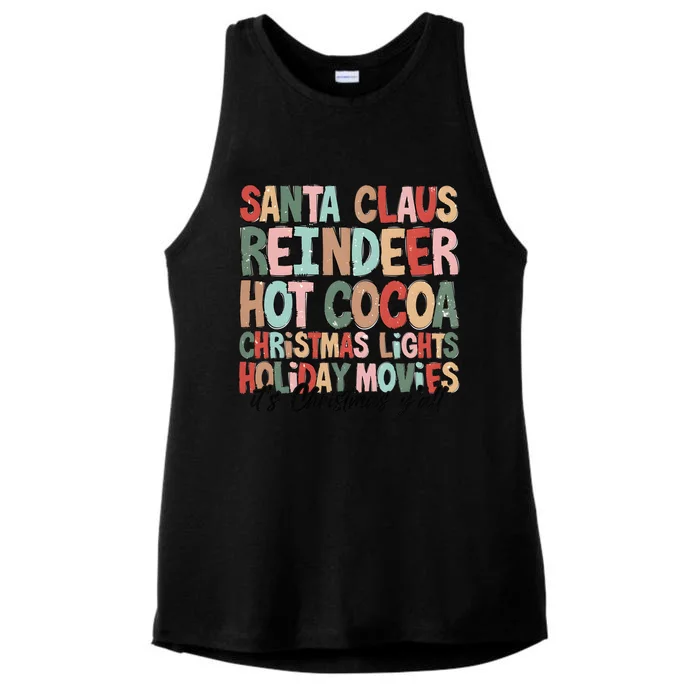 Santa Claus Reindeer Christmas Lights Holiday Movies ItS Xmas YAll Ladies Tri-Blend Wicking Tank