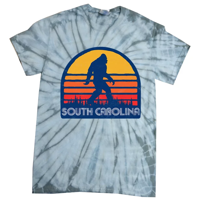 South Carolina Retro Surf Style Bigfoot Sasquatch Tie-Dye T-Shirt