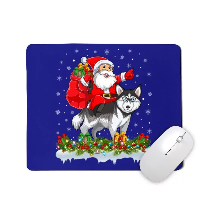 Santa Claus Riding Siberian Husky Dog Christmas Gift Mousepad