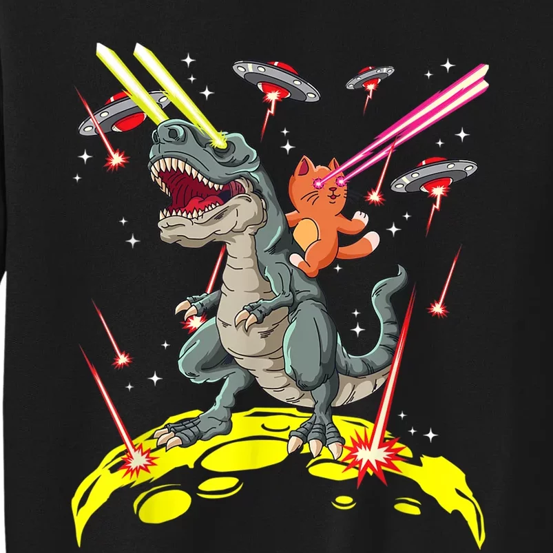 Space Cat Riding Rex Laser Eyes Tall Sweatshirt